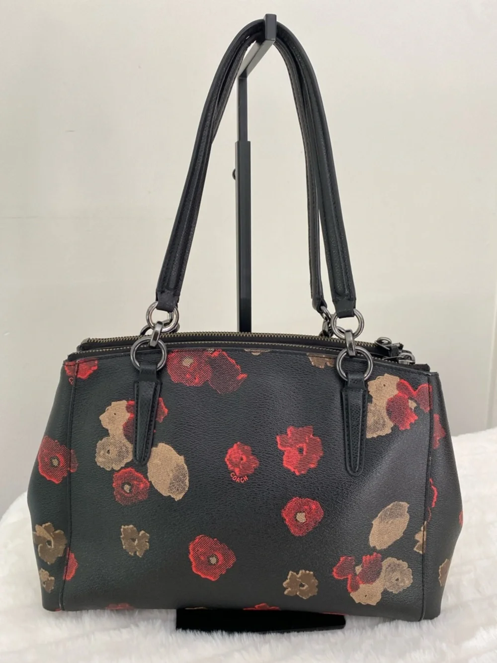 Coach Black Flower Print Mini Christie Carryall Satchel - Picture 3 of 16